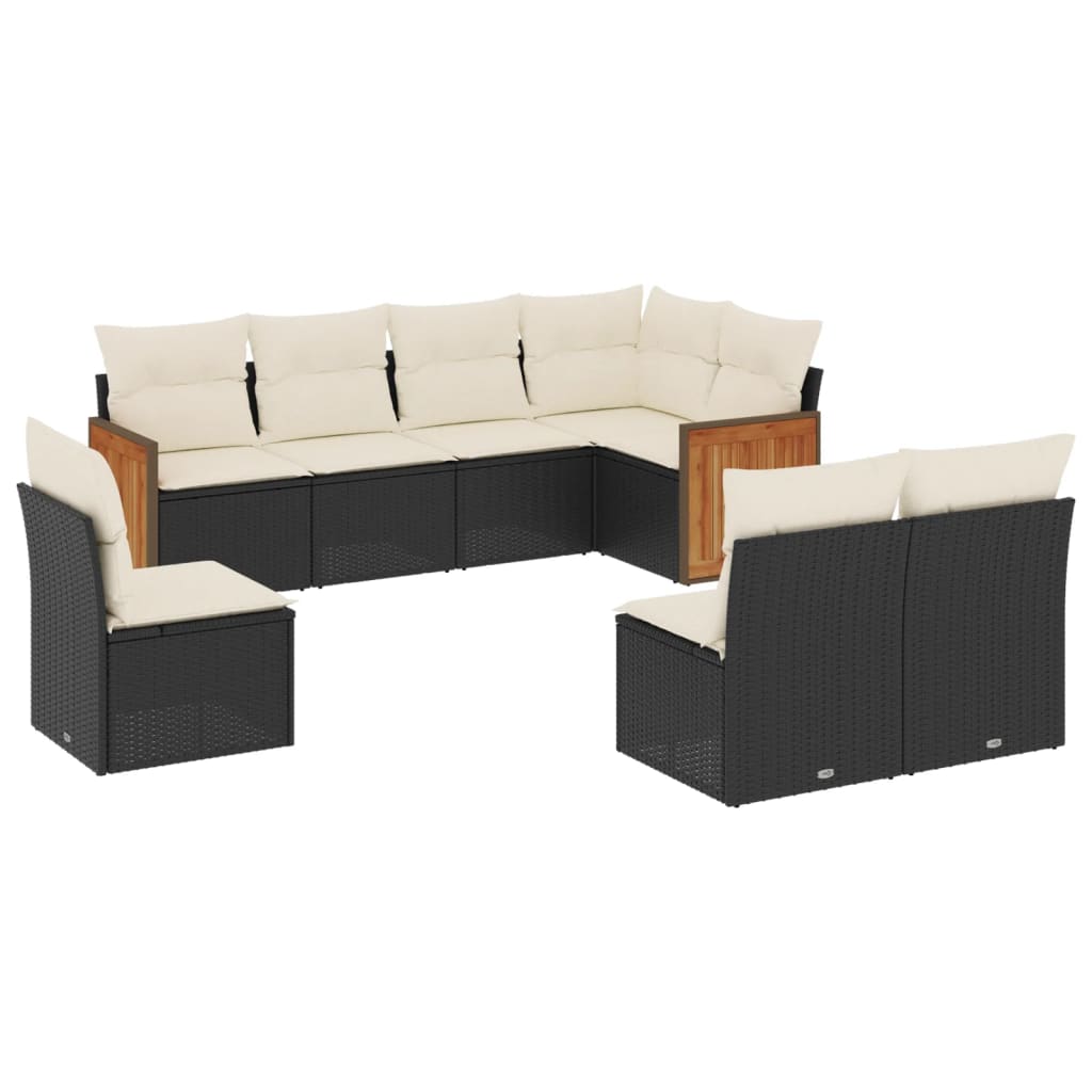 8-dijelni set vrtnih sofa od poliratana s jastucima crni
