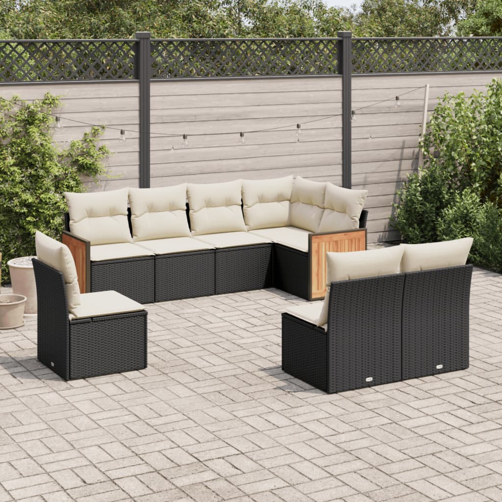 8-dijelni set vrtnih sofa od poliratana s jastucima crni