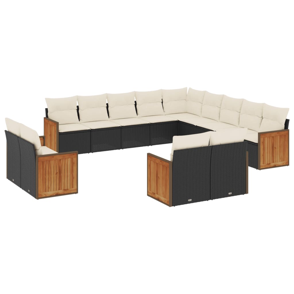 13-dijelni set vrtnih sofa s jastucima poliratan crni