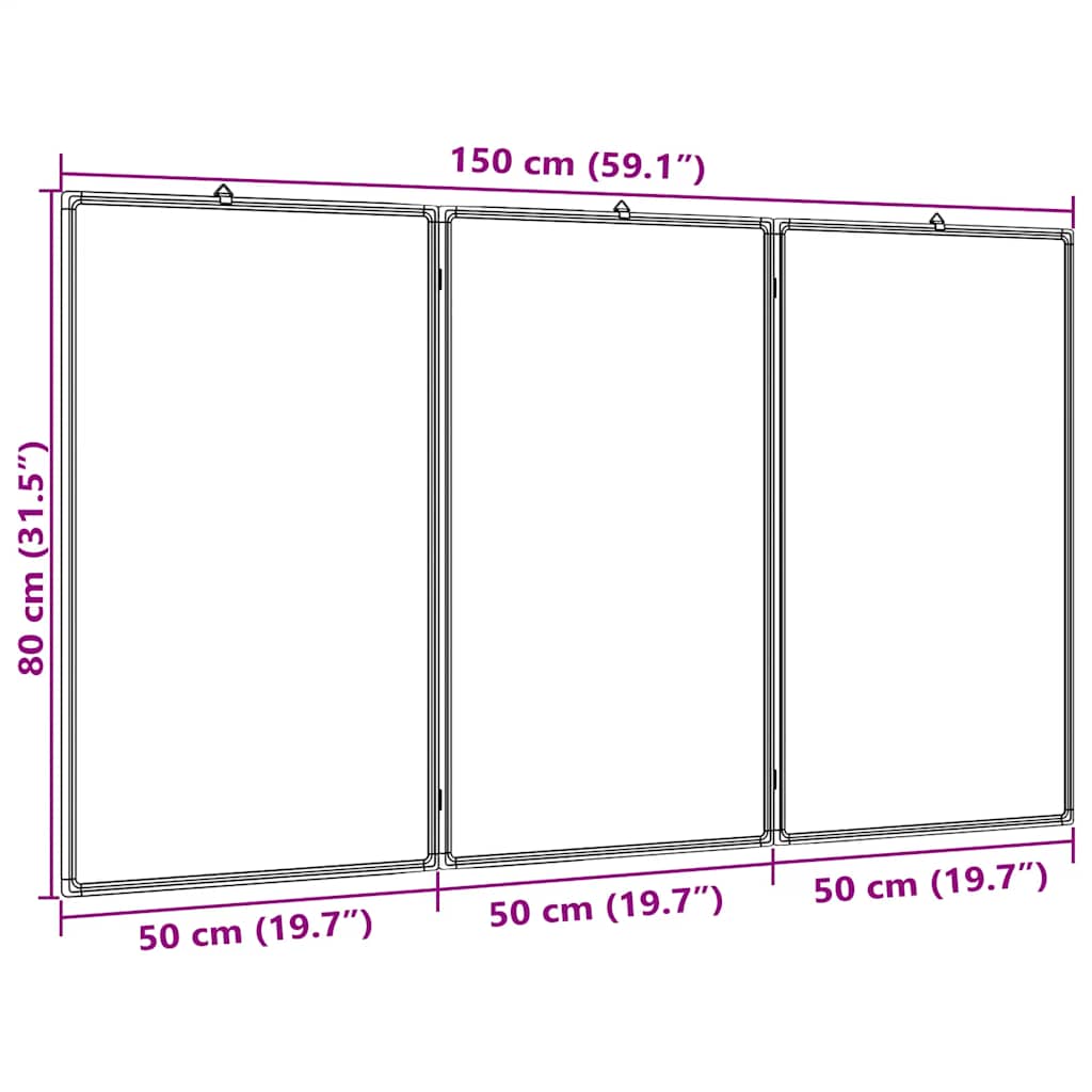 Magnetna bijela ploča sklopiva 150 x 80 x 1,7 cm aluminijska
