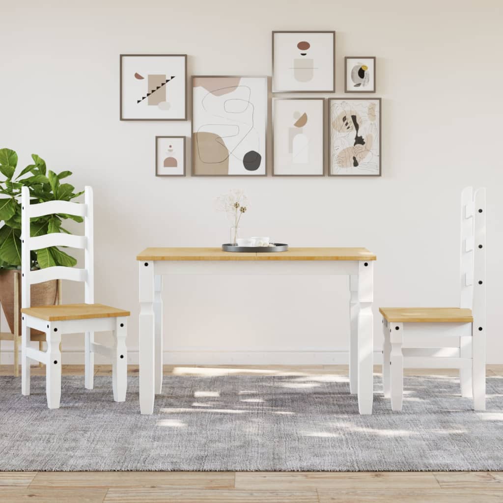 Blagovaonski stol Corona bijeli 112x60x75cm od masivne borovine