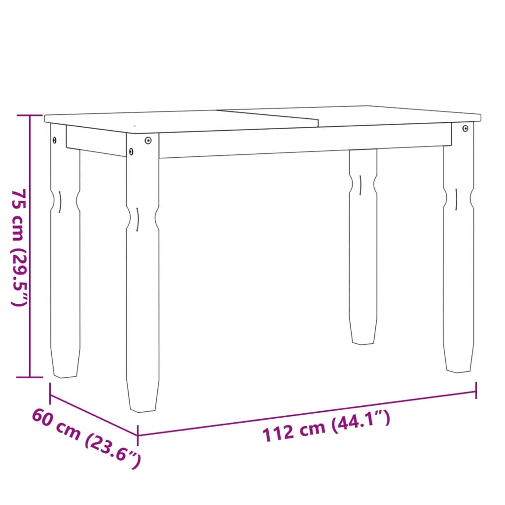 Blagovaonski stol Corona bijeli 112x60x75cm od masivne borovine