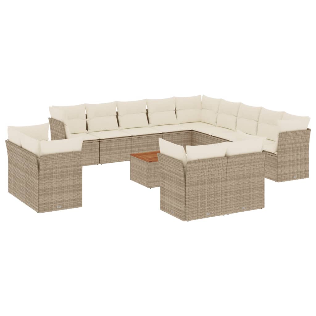 14-dijelni set vrtnih sofa s jastucima poliratan Bež