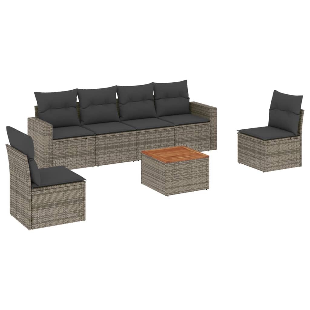 7-dijelni set vrtnih sofa sivi od poliratana