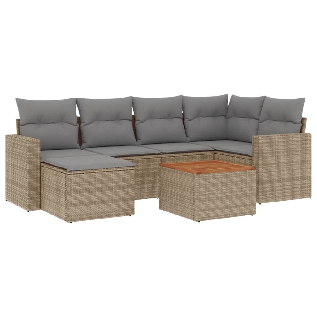 7-dijelni set vrtnih sofa od poliratana s jastucima bež