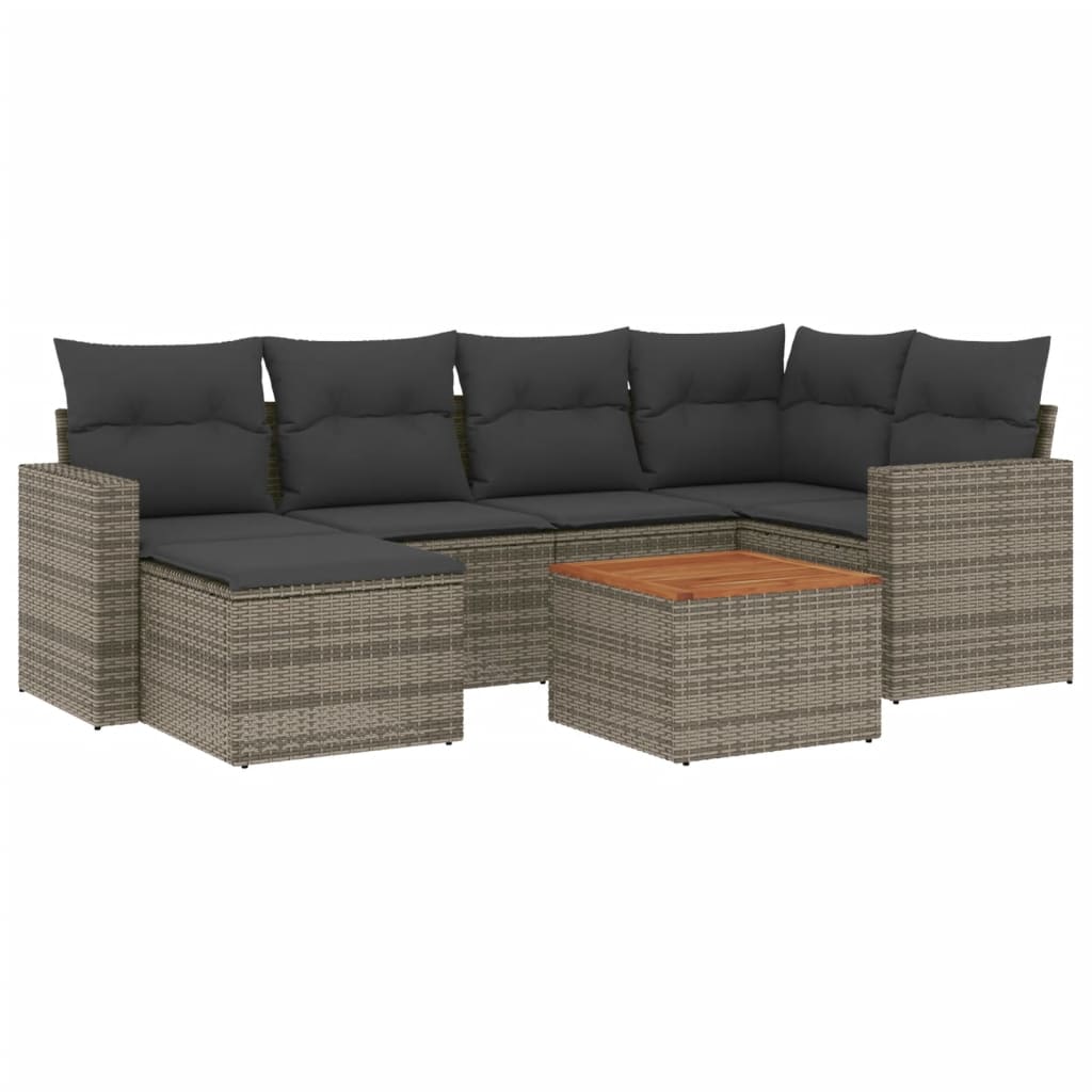 7-dijelni set vrtnih sofa sivi od poliratana