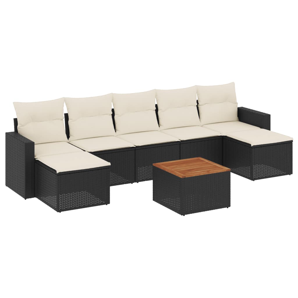 8-dijelni set vrtnih sofa od poliratana s jastucima crni