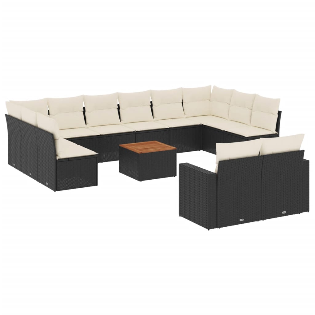 13-dijelni set vrtnih sofa s jastucima poliratan crni