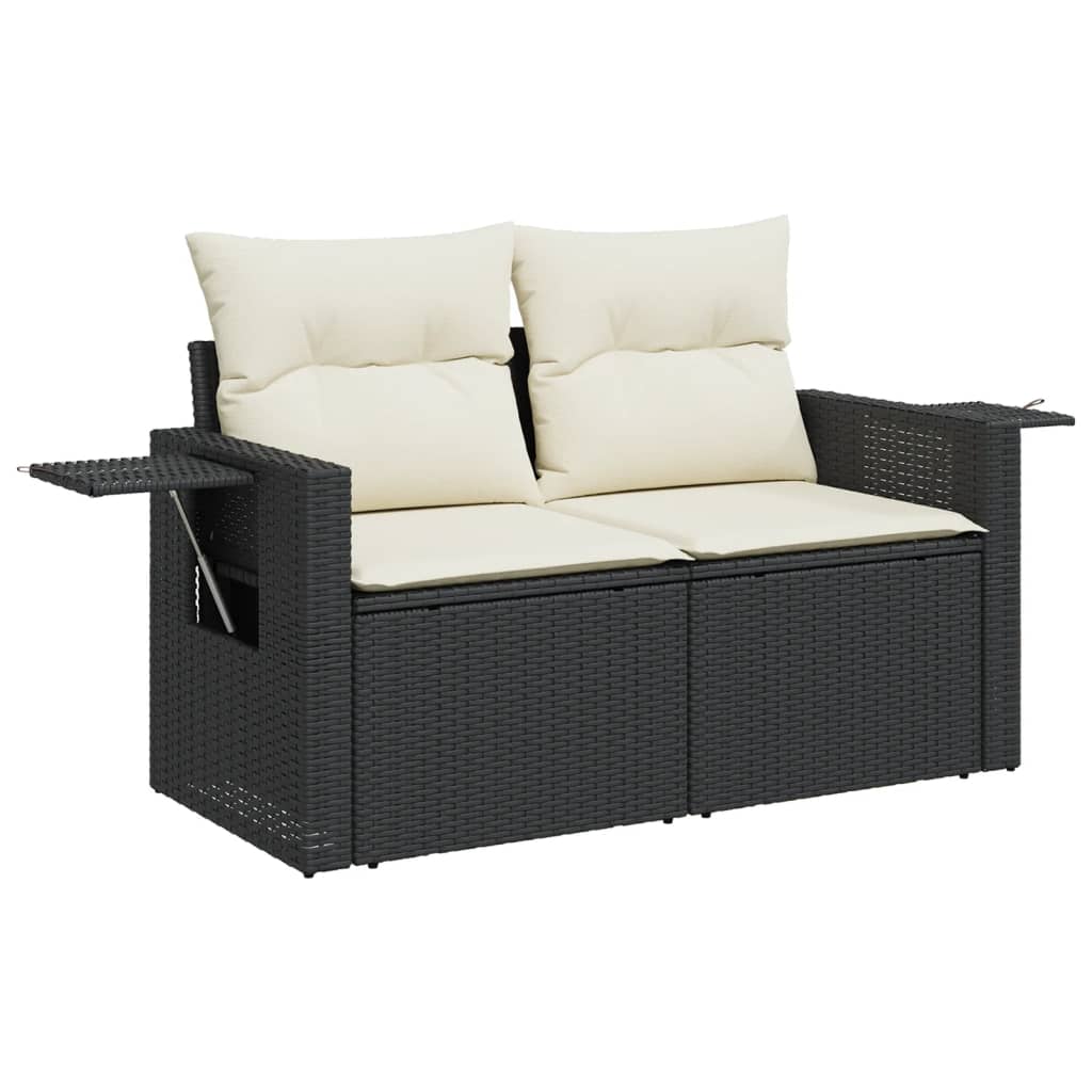4-dijelni set vrtnih sofa od poliratana s jastucima crni