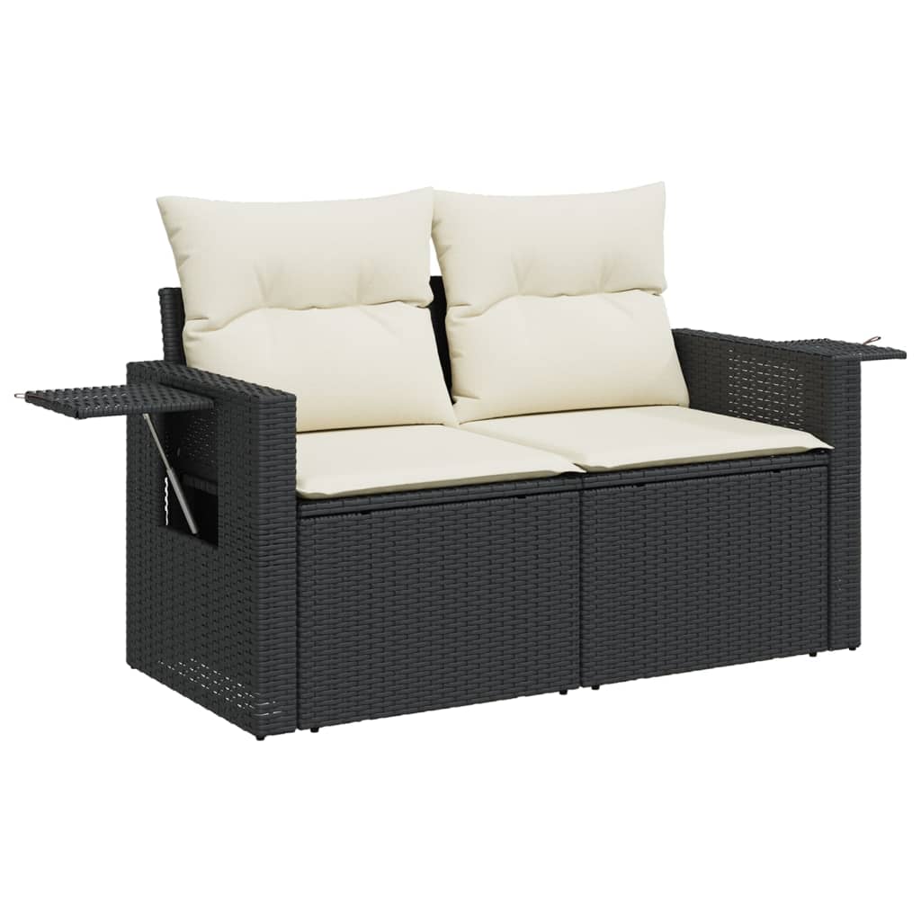 7-dijelni set vrtnih sofa od poliratana s jastucima crni