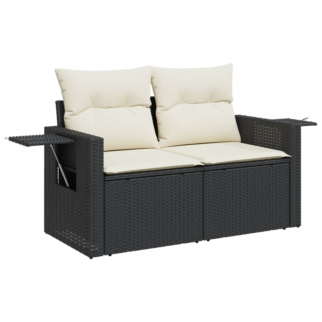 9-dijelni set vrtnih sofa s jastucima crni od poliratana