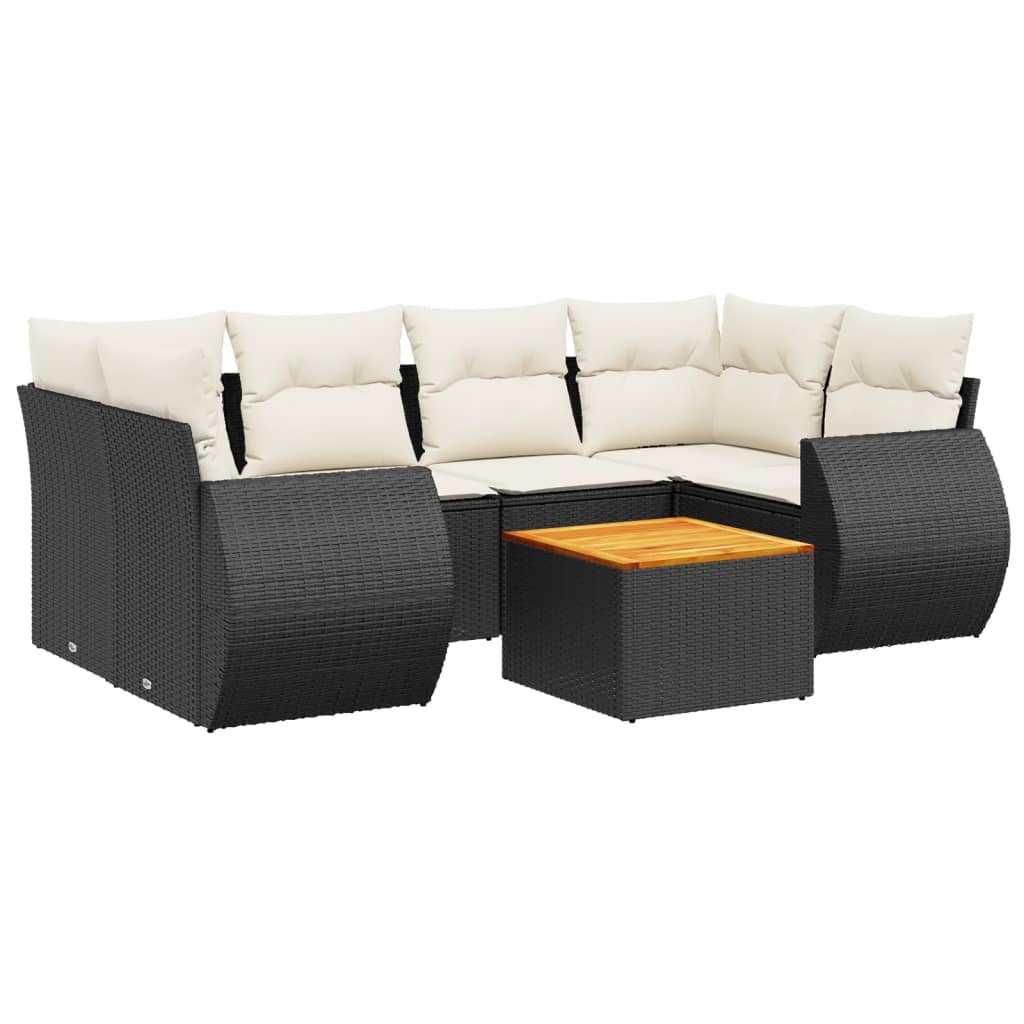7-dijelni set vrtnih sofa od poliratana s jastucima crni