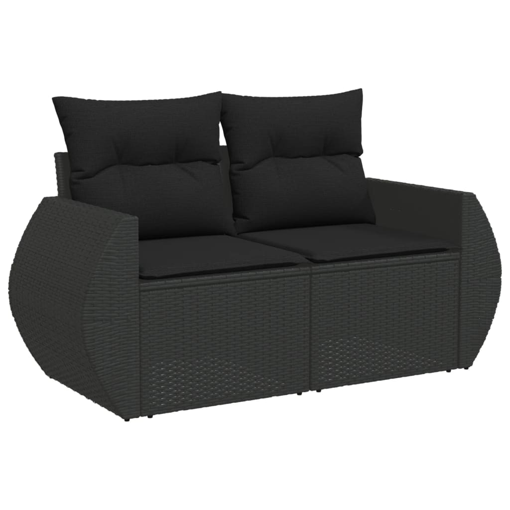 9-dijelni set vrtnih sofa s jastucima crni od poliratana