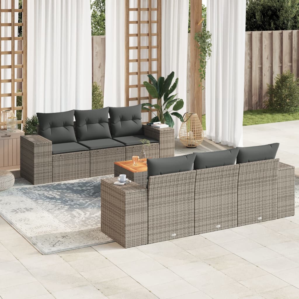 7-dijelni set vrtnih sofa sivi od poliratana