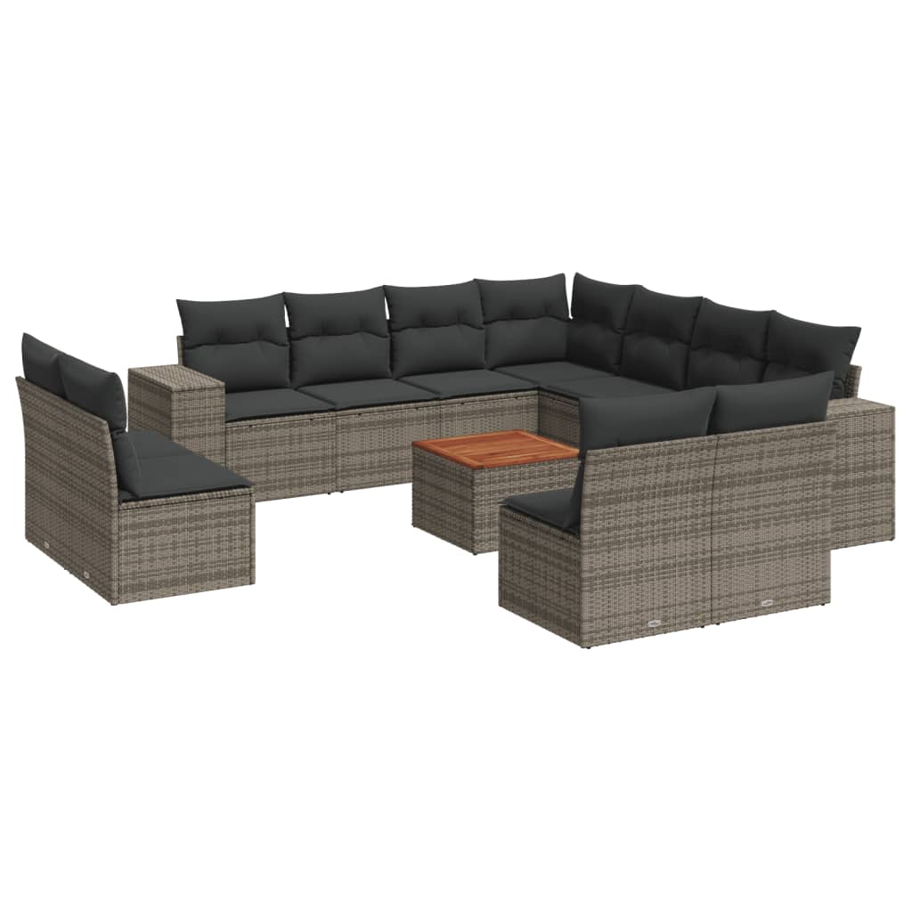 12-dijelni set vrtnih sofa od poliratana s jastucima sivi