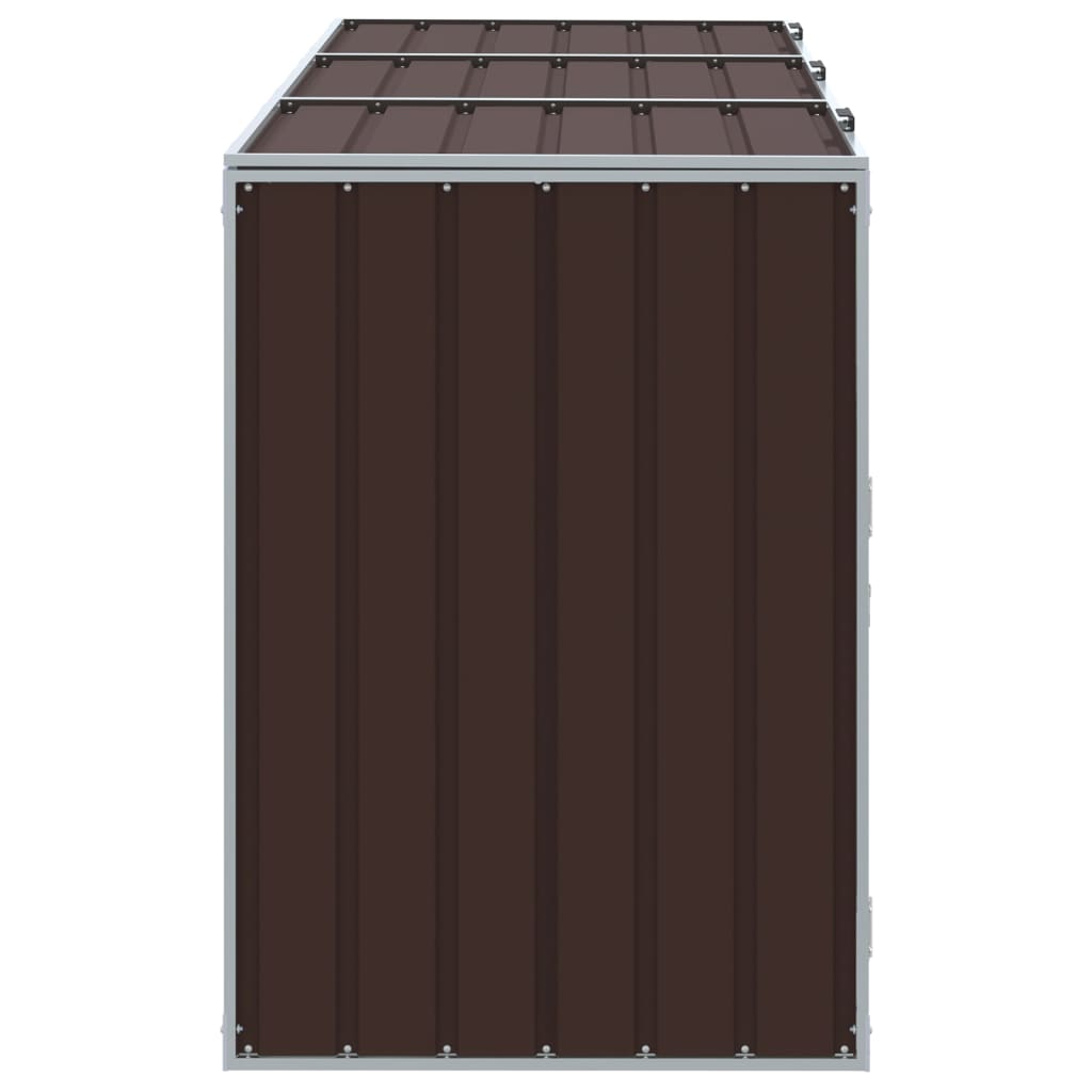 Spremište za 3 kante za otpad smeđe 216x81x115 cm čelično
