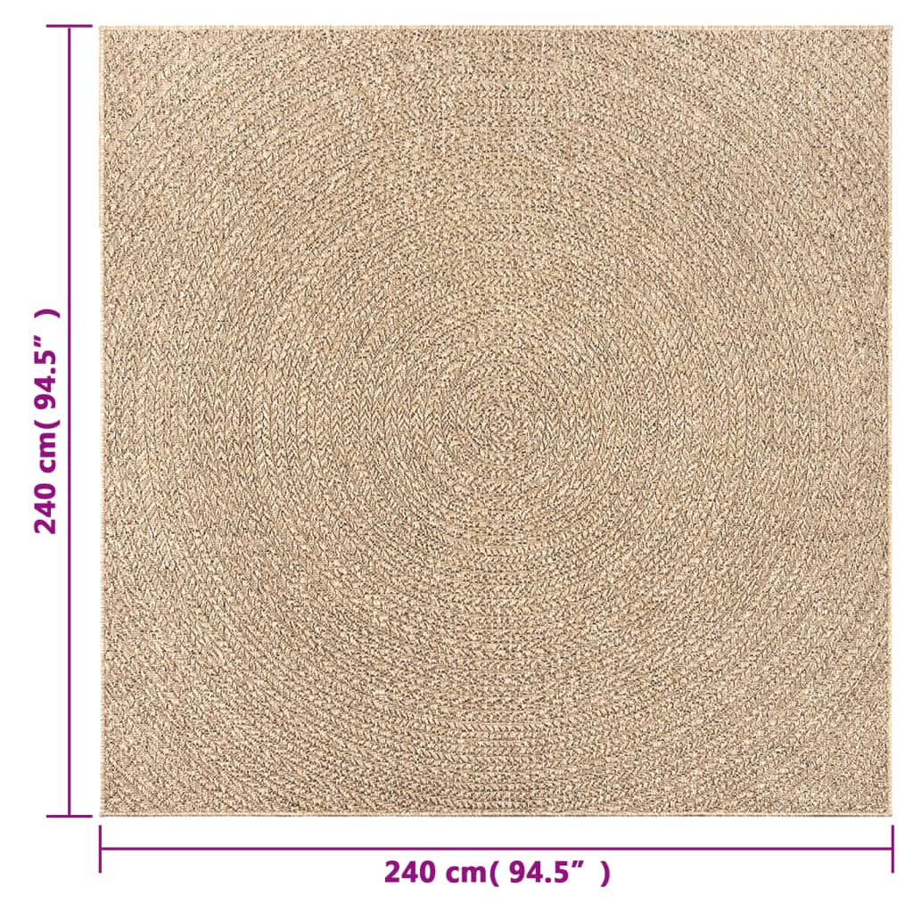 Tepih ZIZUR 240 x 240 cm s izgledom jute unutarnji i vanjski