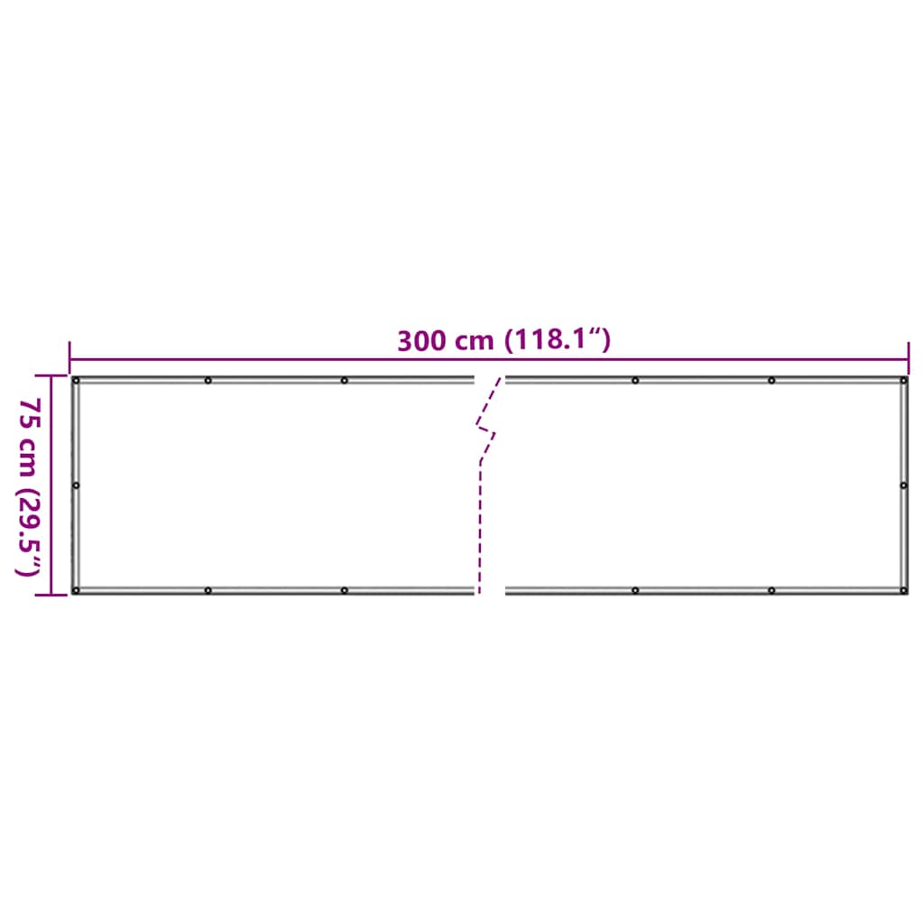 Balkonski zaslon za privatnost sivi 300 x 75 cm PVC