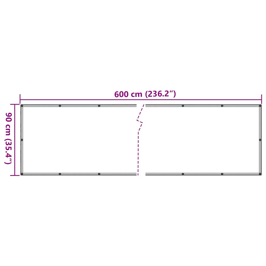 Balkonski zaslon za privatnost antracit 600 x 90 cm PVC