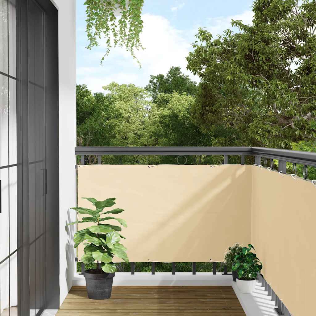 Balkonski zaslon za privatnost krem 500 x 120 cm PVC