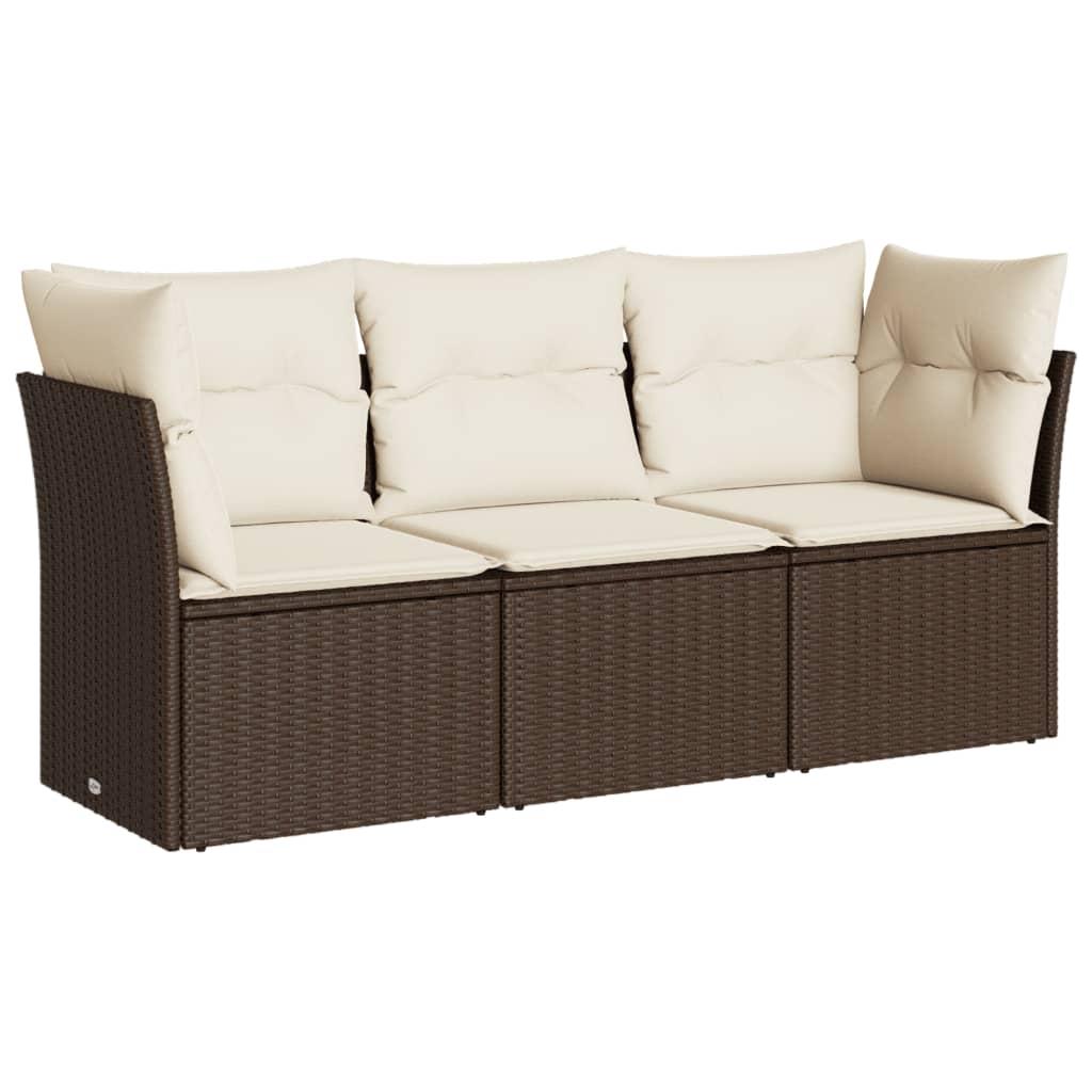 3-dijelni set vrtnih sofa s jastucima smeđi od poliratana
