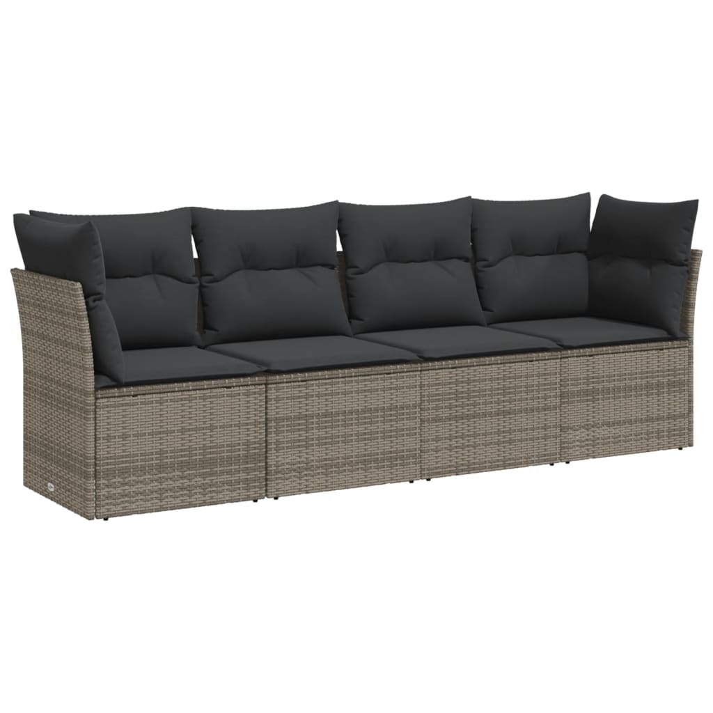 4-dijelni set vrtnih sofa od poliratana s jastucima sivi