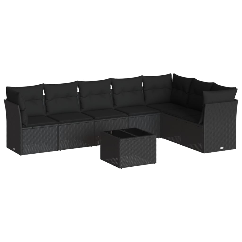 8-dijelni set vrtnih sofa od poliratana s jastucima crni
