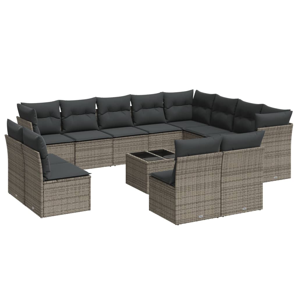 13-dijelni set vrtnih sofa od poliratana s jastucima sivi