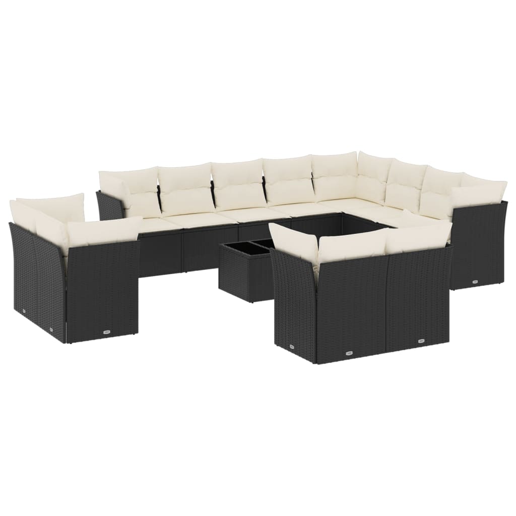 13-dijelni set vrtnih sofa s jastucima poliratan crni