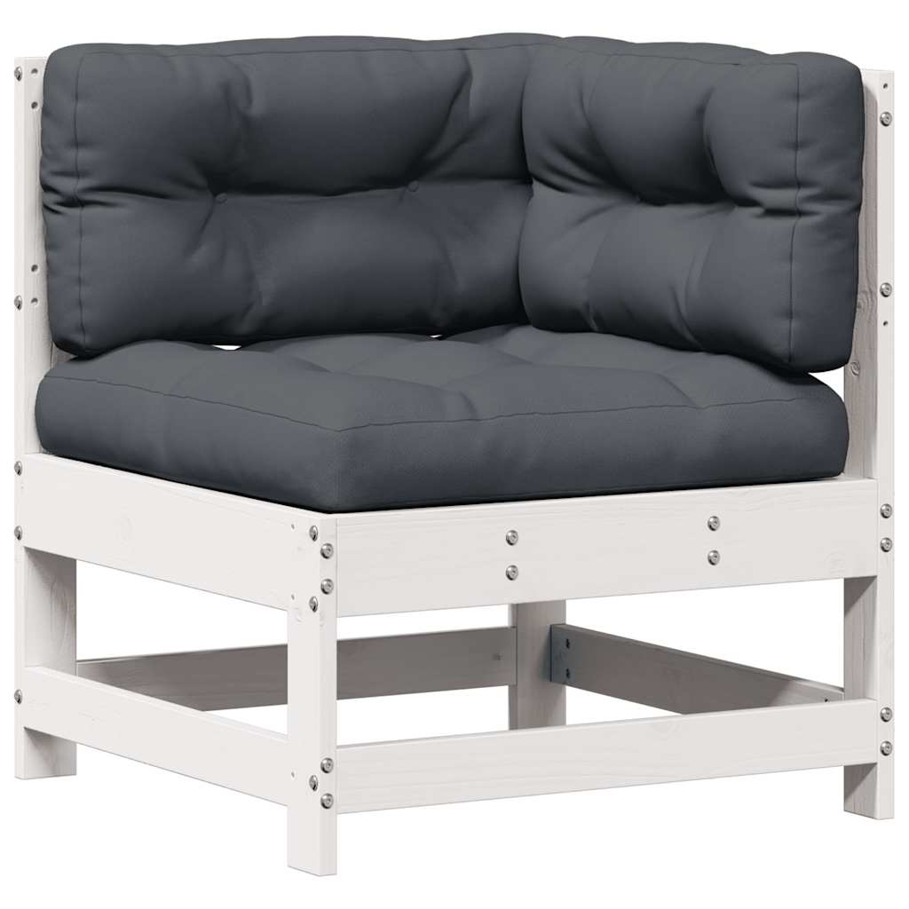 3-dijelna vrtna garnitura s jastucima masivna borovina bijela