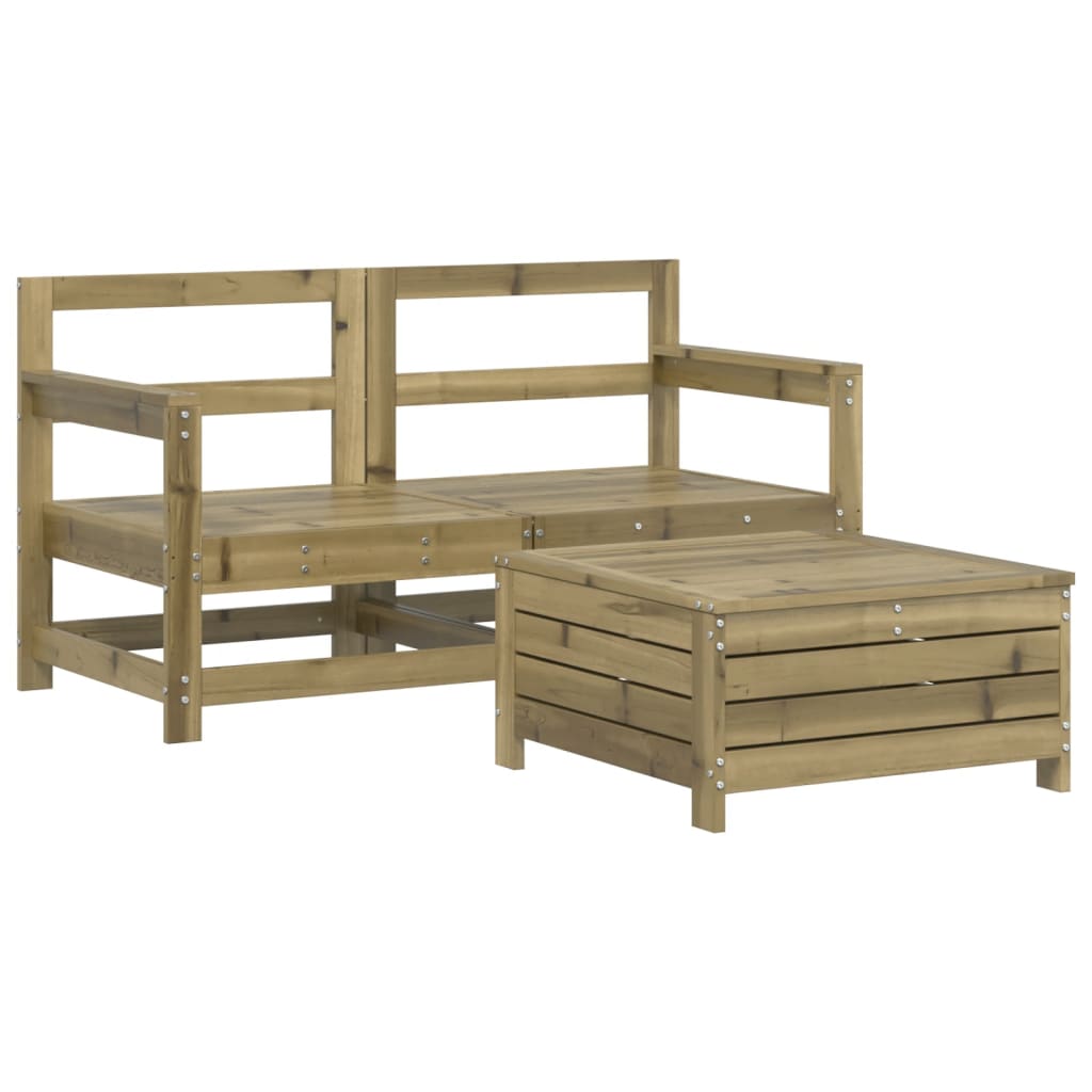 3-dijelni set vrtnih sofa od impregnirane borovine