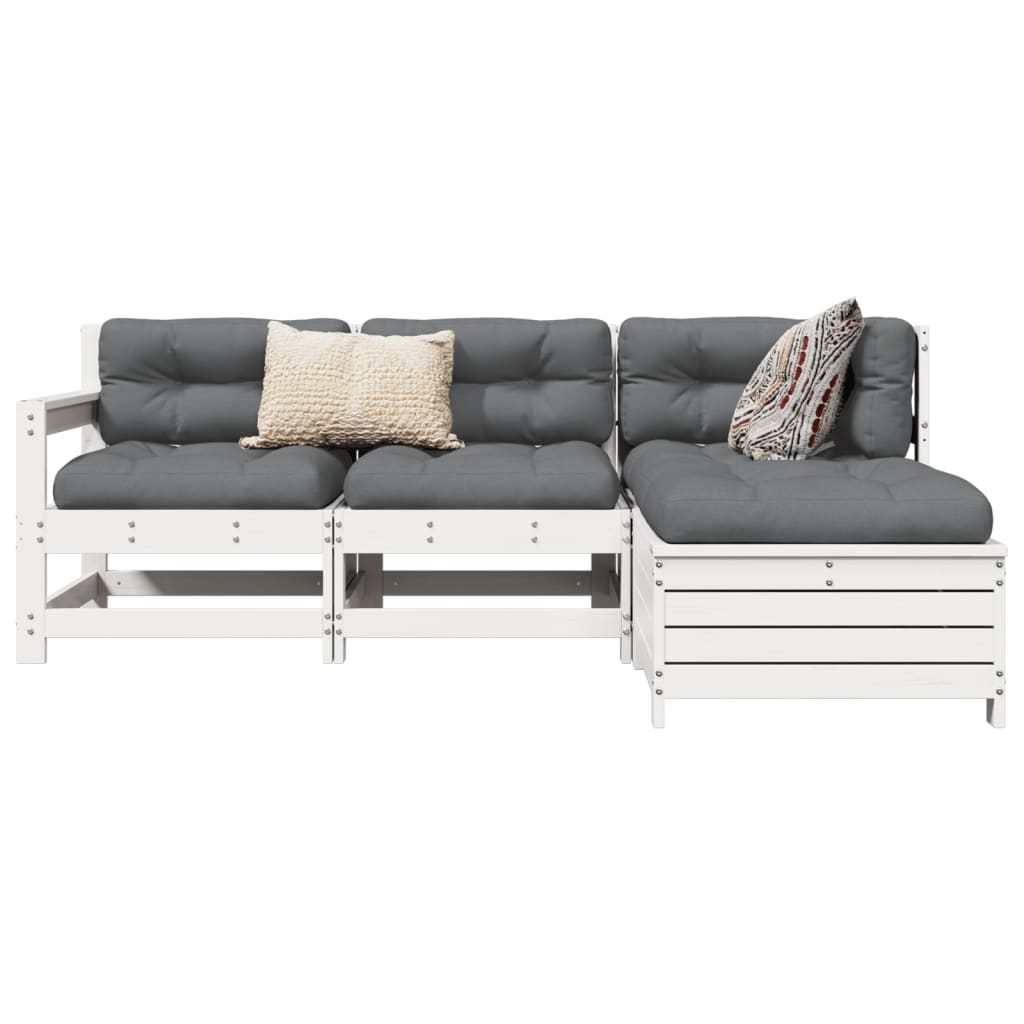 4-dijelni set vrtnih sofa od masivne borovine bijeli
