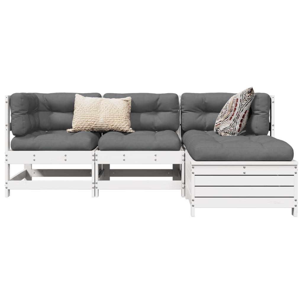 4-dijelni set vrtnih sofa od masivne borovine bijeli