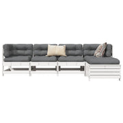5-dijelni set vrtnih sofa bijeli od masivne borovine