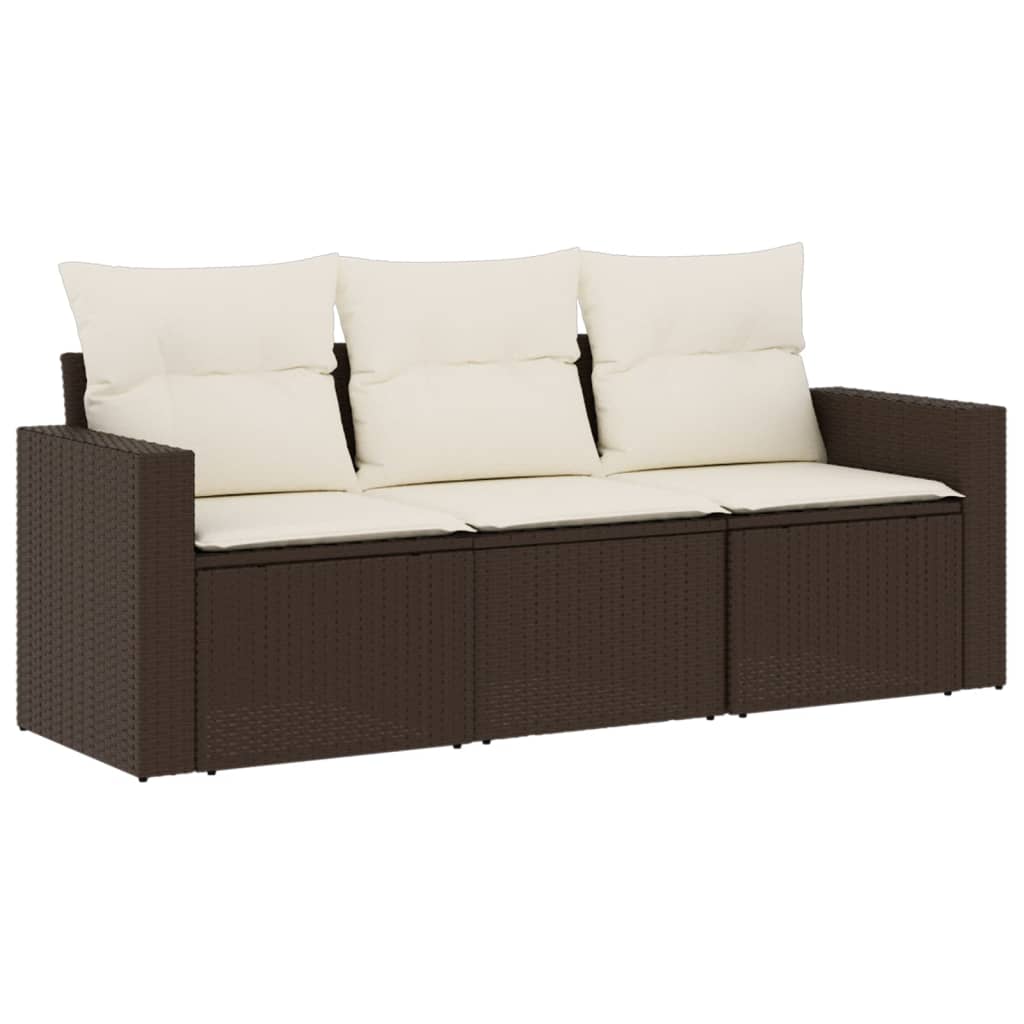 3-dijelni set vrtnih sofa s jastucima smeđi od poliratana