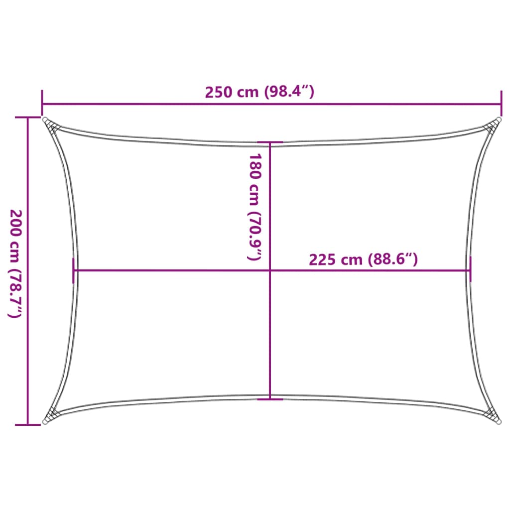 Jedro zaštitu sunca 160g/m² pravokutno svijetlosivo 2x2,5m HDPE