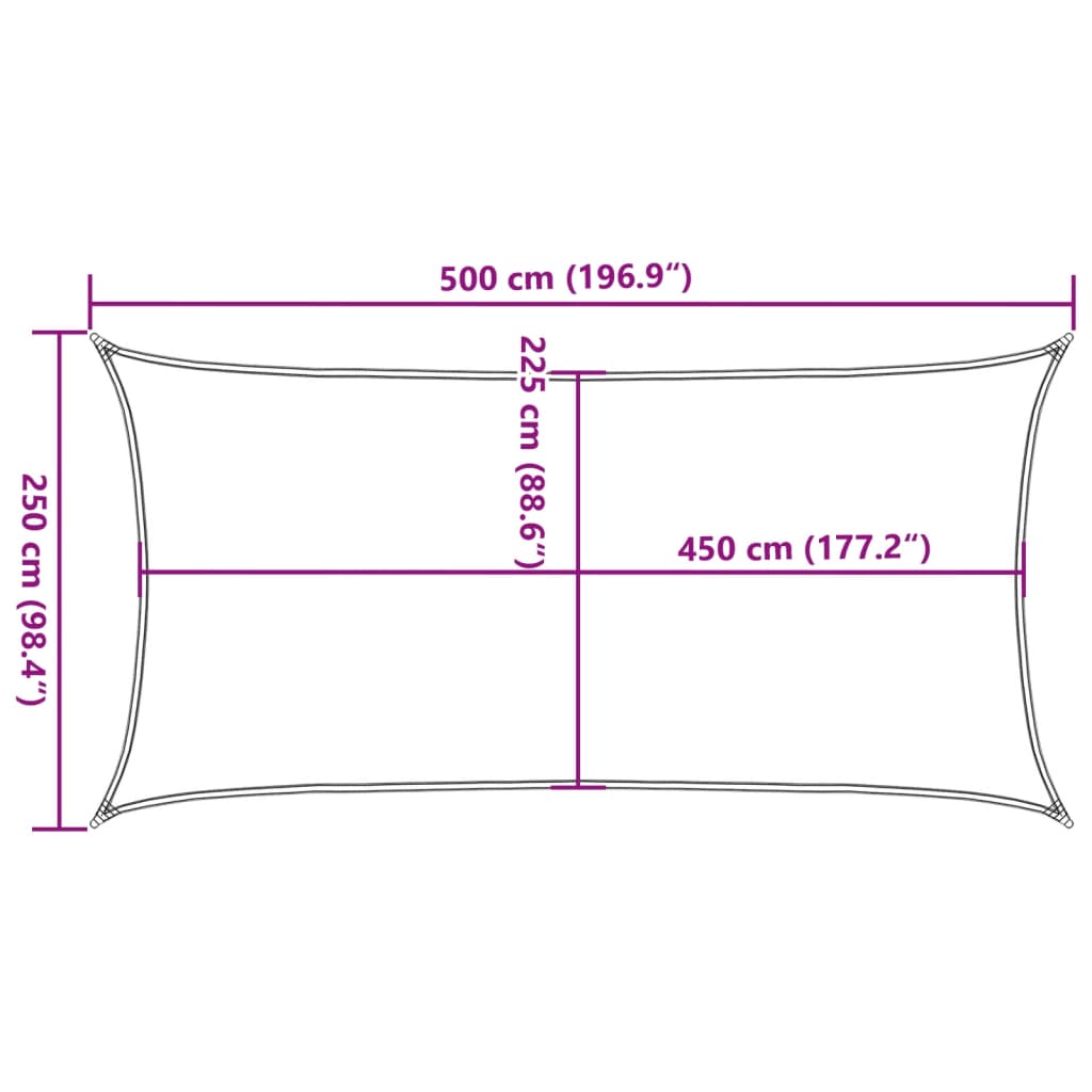 Jedro za zaštitu sunca 160 g/m² pravokutno pijeska 2,5x5m HDPE