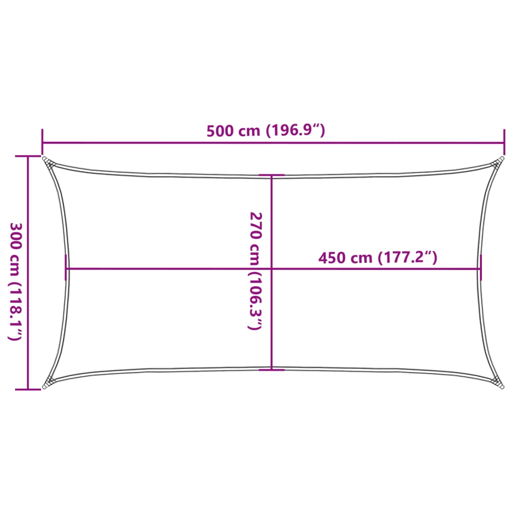Jedro za zaštitu od sunca 160 g/m² pravokutno pijeska 3x5m HDPE