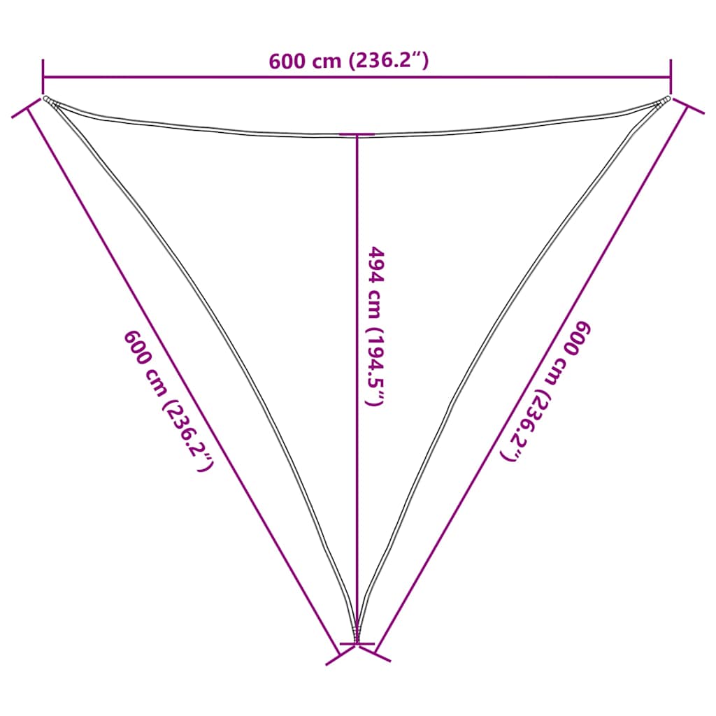 Jedro za zaštitu od sunca 160 g/m² Trokutasto pijesak 6x6x6 m HDPE