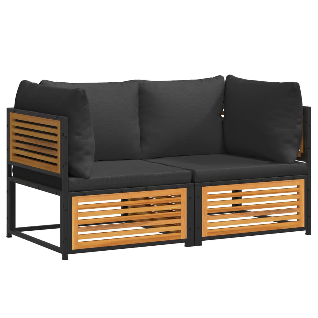 2-dijelni set vrtnih sofa s jastucima masivno bagremovo drvo