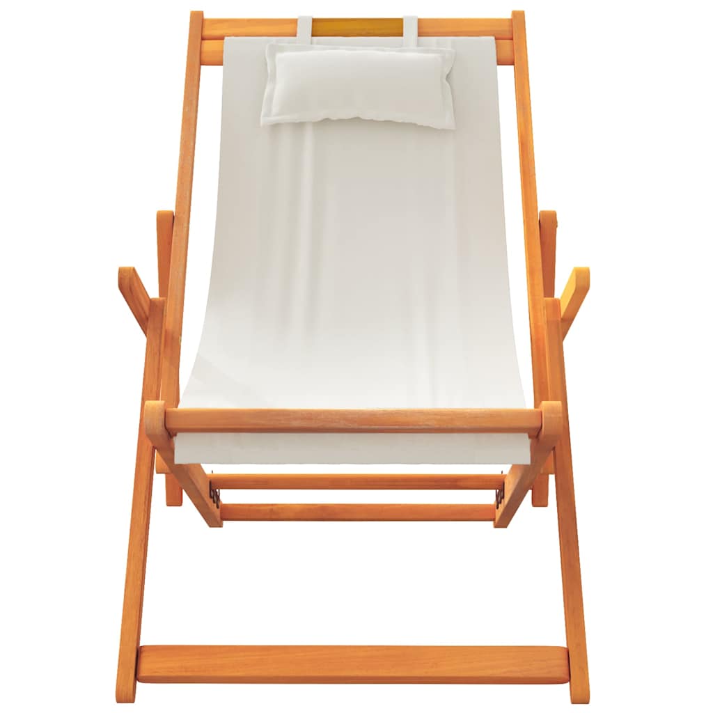 Sklopive stolice za plažu 2 kom krem od tkanine