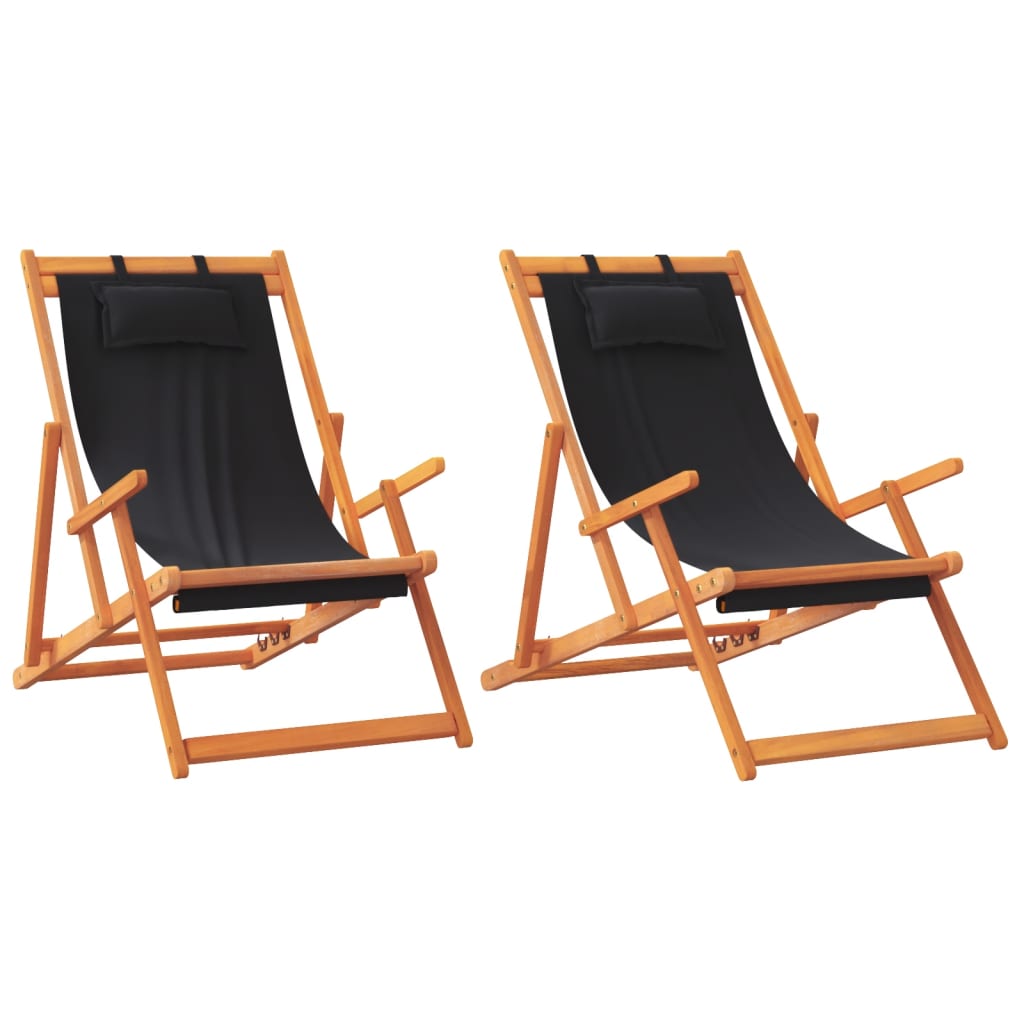 Sklopive stolice za plažu od tkanine 2 kom crne