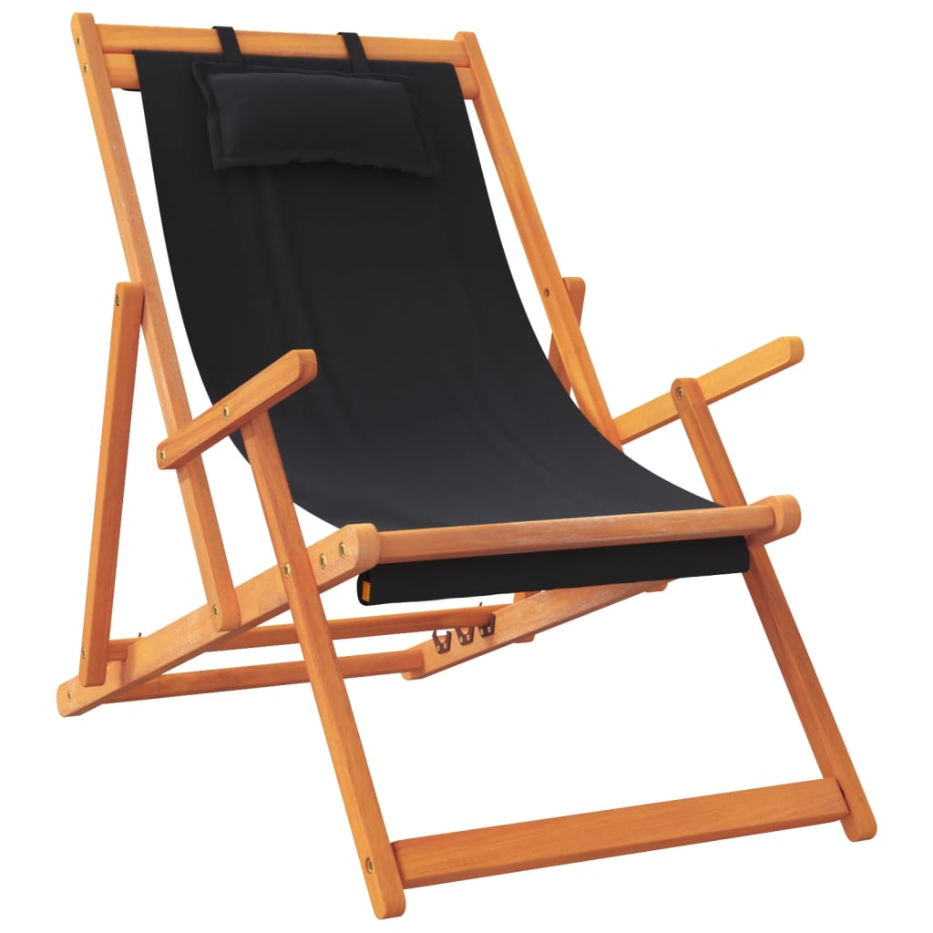 Sklopive stolice za plažu od tkanine 2 kom crne