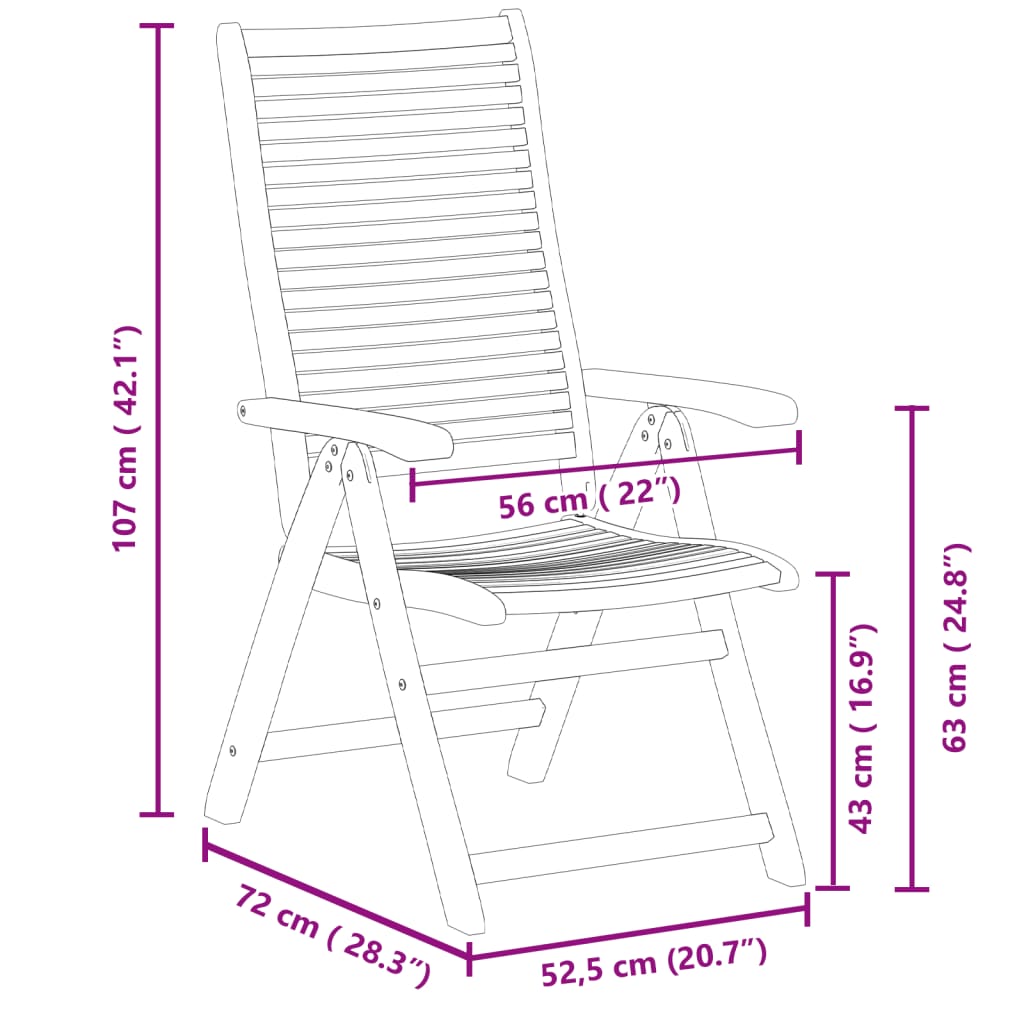 Vrtni naslonjači 4 kom 56 x 72 x 107 cm masivno bagremovo drvo