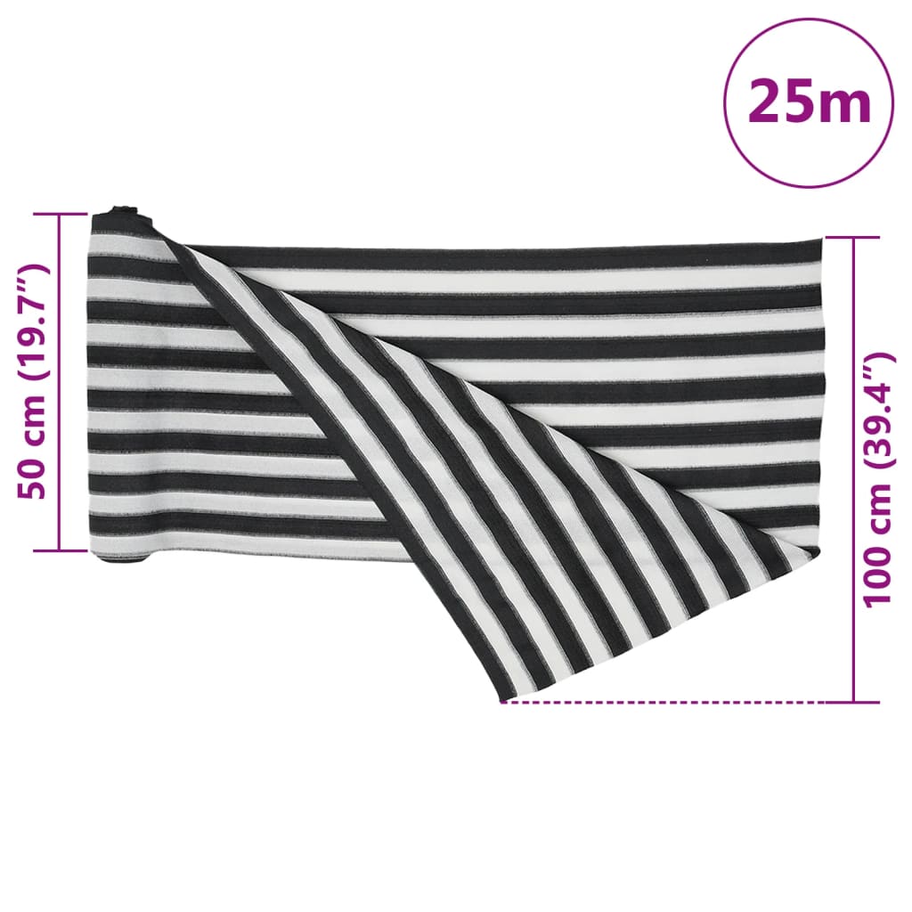 Mreža za privatnost antracit i bijela 1 x 25 m HDPE 75 g/m²