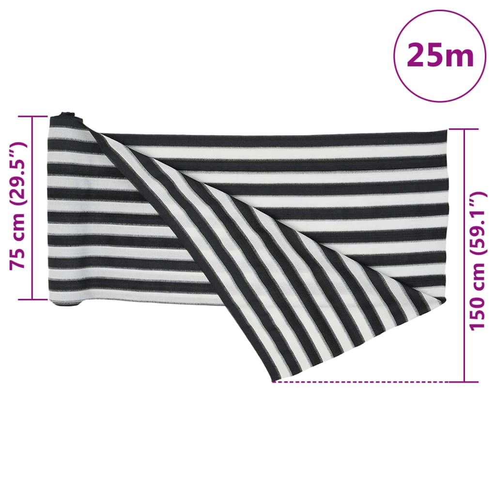 Mreža za privatnost antracit-bijela 1,5 x 25 m HDPE 75 g/m²