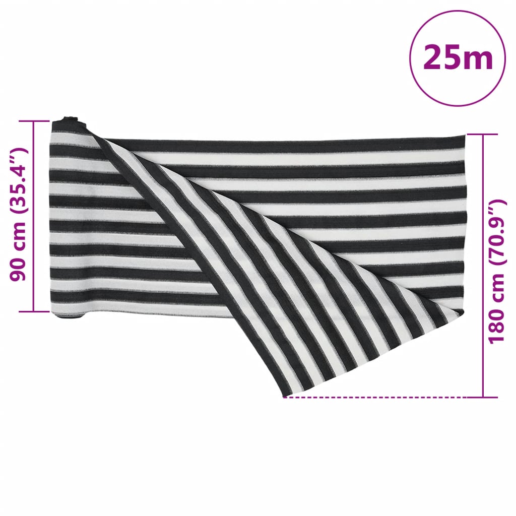 Mreža za privatnost antracit-bijela 1,8 x 25 m HDPE 195 g/m²
