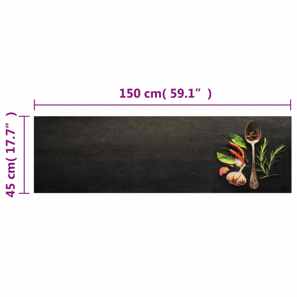 Kuhinjski tepih perivi s uzorkom začina 45 x 150 cm baršunasti