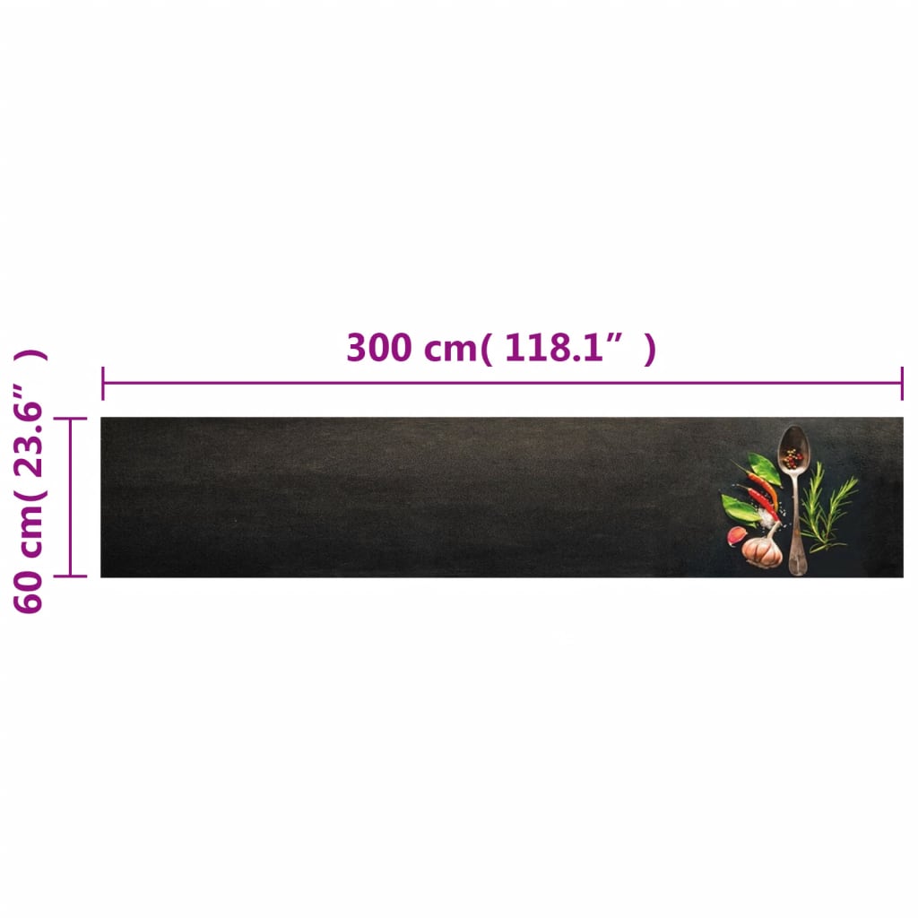 Kuhinjski tepih perivi s uzorkom začina 60 x 300 cm baršunasti
