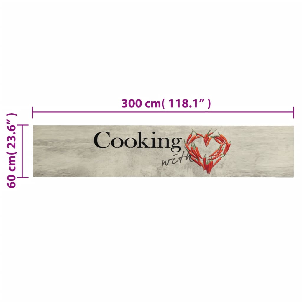 Kuhinjski tepih perivi s uzorkom paprika 60 x 300 cm baršunasti